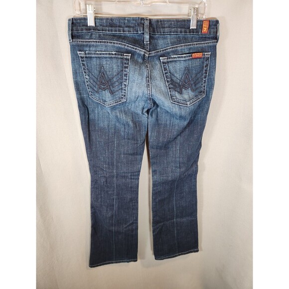 7 For All Mankind Jeans Women 30 Blue Denim A Pocket Stretch Bootcut Flare 33x31 - Picture 2 of 7